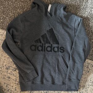 Adidas Charcoal Hoodie with Black Emblem Women’s Size Small
